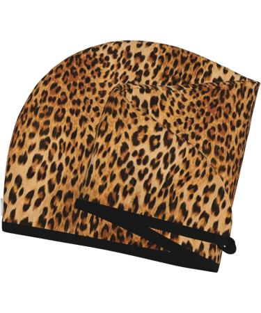 Leopard Print Coral Velvet Dry Hair Cap - Ideal for Home Travel Pool Parties & More | Quick-Dry Hair Solution - Buy Online on GoSupps.com