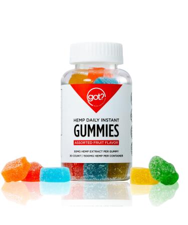 Got Hemp Gummies - Assorted Fruit Flavor - Daily Instant Edible Gummies - 50mgs of Hemp Extract per Gummy - 30/ct