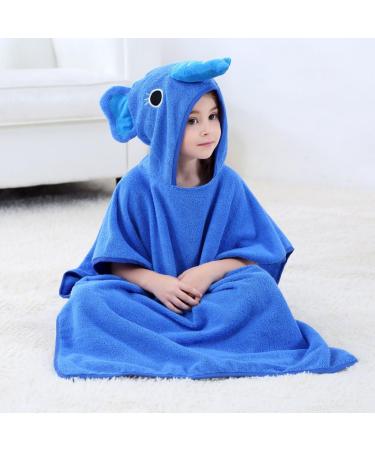 COOKY.D Unisex Baby Hooded Bath Robe | Elephant Blue 70 x 70cm | 0-6 Years - Buy Online on GoSupps.com