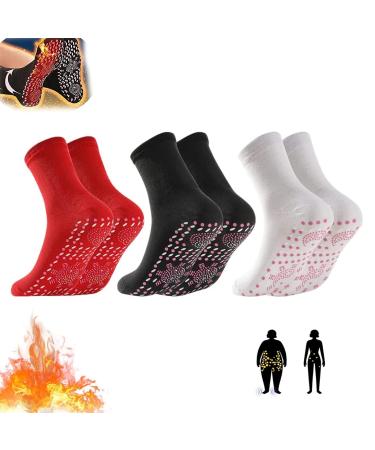 Tomalin Acupressure Self Heating Shaping Socks Afiz Tourmaline Slimming Health Sock Magnetic Self-Heating Socks Foot Massage Thermotherapeutic Sock (3PCS-C)