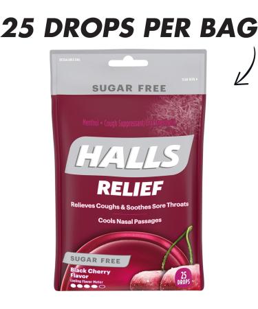 Halls Relief Sugar Free Cough Drops BLACK CHERRY 25 Count BLACK CHERRY 25 Count (Pack of 1) - Buy Online on GoSupps.com