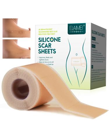 Silicone Scar Sheets Soft Silicone Scar Tape(4CM 300CM) Medical Grade Scar Strips Effective Scar Removal Sheets Waterproof Reusable for Burn Keloid C Section Surgery Acne Tummy Tuck