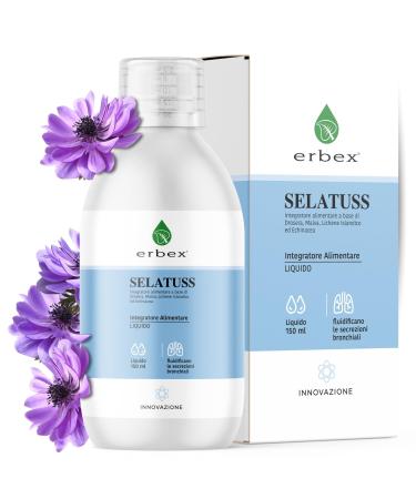 ERBEX essere e benessere Erbex Selatuss Cough Syrup for Adults and Children - Dietary Supplement with Drostery Purple Iceland Lichen Coneflower - 3+ Years - No Alcohol Flavours and Dyes - 10 ml 3/4 Times a Day