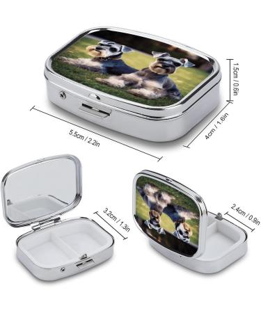 Shop Adult Schnauzer Dogs Print Pill Box | 2 Compartment Portable Organizer for Medicine - Ideal for Pets & Travel - Buy Online on GoSupps.com