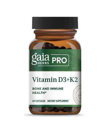 Gaia PRO Vitamin D3+K2 - Bone Health & Immune Support - Made with Vitamin D3 & Vitamin K2-60 Capsules (60 Servings)