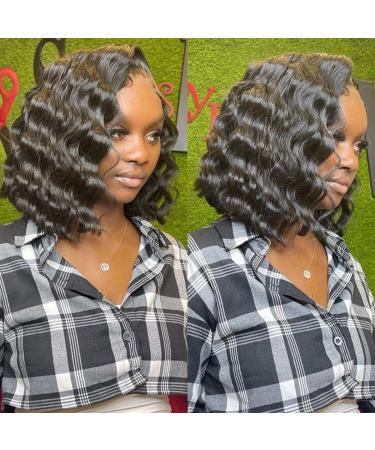 CLIONE Deep Wave Bob Lace Wig 12 - Short Synthetic Wigs for Black Women - Natural Black Color - Curly Bob Lace Front Wig - Buy Online on GoSupps.com