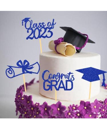 JINGLING Graduation Cake Toppers 24 Piece Graduation Cupcake Toppers Glitter Class of 2023 Graduation Caps Cupcake Picks for Party Cake Decorations Blue - Buy Online on GoSupps.com