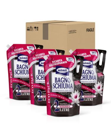 Milmil Bath Mousse Floral Scent Convenient Size Dermatologically Tested - 4 x 2000 ml