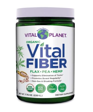 Vital Planet - Vital Fiber Powder  Soluble and Insoluble Fiber Supplement with Flax  Pea and Hemp  Organic Daily Dietary Supplement Supports Gut Digestive Regularity 7.76 oz