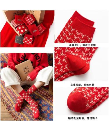 Chinese New Year Red Cotton Socks 3 Pairs Gift Box - Women's Fashion Sports Socks for Spring Festival Luck (Size 34-39) - Buy Online on GoSupps.com