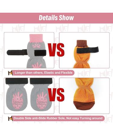 BEAUTYZOO Anti-Slip Dog Socks | Non Skid Paw Protector for Dogs | Traction Control for Hardwood Floors | Small to Large Sizes | Indoor Wear | S/M Strawberry Pink - Buy Online on GoSupps.com