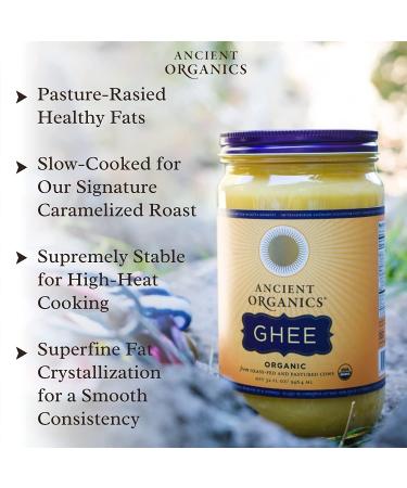 Organic Grass Fed Ghee Butter | Ancient Organics | 32 Fl Oz (Pack of 3) | Gluten Free & Lactose Reduced | USDA & Kosher Certified - Buy Online on GoSupps.com