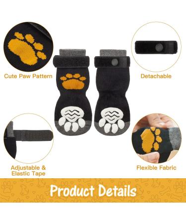 SCIROKKO 3 Pairs Double Anti-Slip Dog Socks - Adjustable Non-Skid Paw Protector for Small Dogs - Indoor and Outdoor Paw Grips for Traction Control and Lick Prevention - Black - Buy Online on GoSupps.com