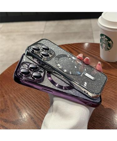EnteLE Plating Gradient Glitter Clear Magnetic Wireless Charge Soft Phone Case For iPhone 15 14 Pro Max 13 12 11 Silicone Cover green For iPhone 13 green For iPhone 13 - Buy Online on GoSupps.com