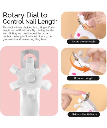 MelodySusie White Adjustable Stainless Steel Nail Clippers for Acrylic Nails - Professional Rotary Cutter for False Nail Tips - Manicure Salon Tool - Buy Online on GoSupps.com