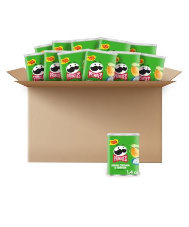 Pringles Potato Crisps Chips, Lunch Snacks, Office and Kids Snacks, Grab N' Go, Sour Cream and Onion (12 Cans) Sour Cream & Onion 1.4 Ounce (Pack of 12)