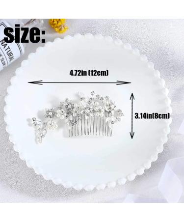 IYOU Bridal Wedding Hair Comb Silver Flower Crystal Hair Pieces Rhinestone Bridal Headpieces Pearl Bride Hair Accessories for Women and Girls - Buy Online on GoSupps.com