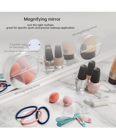 JSONPHX Lighted Makeup Mirror with Tri-Color HD Daylight, Touch Control & Rechargeable LED Lights - 5X and 10X Magnifying Mirrors, Perfect Gift - Buy Online on GoSupps.com