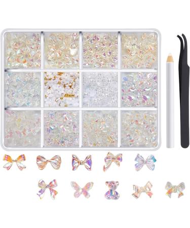 1 Box 3D Nail Charms Mixed Ribbon Resin Claw Rhinestone Accessories Nail Decoration Decoration 12FH02 - Buy Online on GoSupps.com
