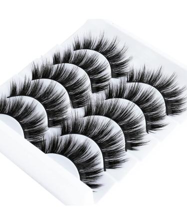 Lucoss Faux Mink Lashes 5 Pairs Fluffy Fales Eyelashes Long Dramatic Fluffy Thick Volume Faux Mink Lashes 3D Mink Lashes Reusable (A5)