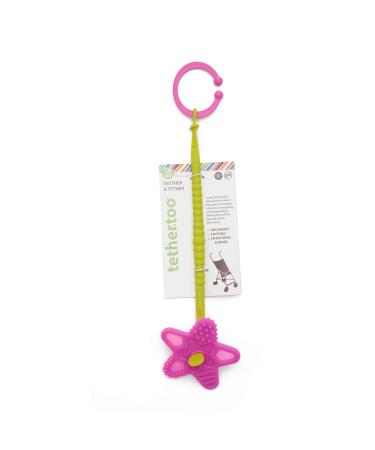 Chewbeads Baby Tethertoo (Chartreuse) Travel Accessory - Teething Relief & Sensory Stimulation On The Go - 100% Silicone Pink
