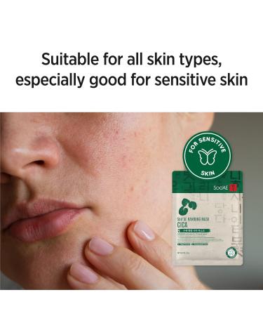Soo AE Hanbang Cica Facial Mask - 12 EA | Soothing & Calming Korean Skincare Mask - Shop Internationally - Buy Online on GoSupps.com