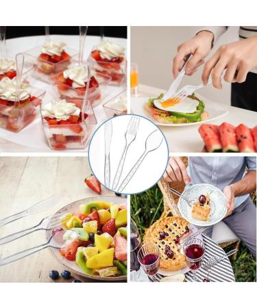 Plastic Cutlery Transparent Disposable Forks Spoons Knife Cutlery Set 300 Pieces Plastic Spoons for Wedding Party Supplies Dinners Catering Food Services - Buy Online on GoSupps.com