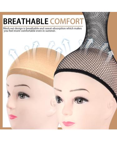 FANDAMEI 6PCS Wig Caps - 4 Light Brown Nylon & 2 Black Mesh Net Hair Caps for Women - Closed End Hair Caps for Halloween Cosplay - Buy Online on GoSupps.com