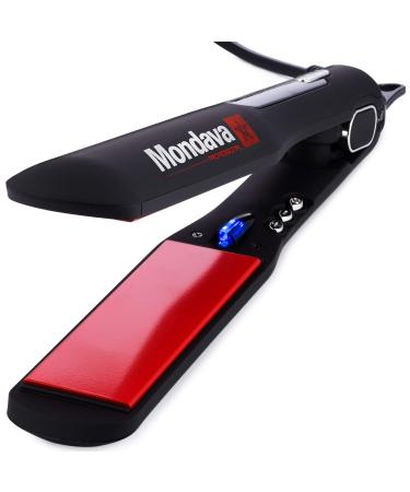 MONDAVA Professional Ceramic Tourmaline Flat Iron Hair Straightener - Dual Voltage Adjustable Digital Technology, Straighten & Style Wild Hair Under 8 Min (Classic) CLASSIC Ionic