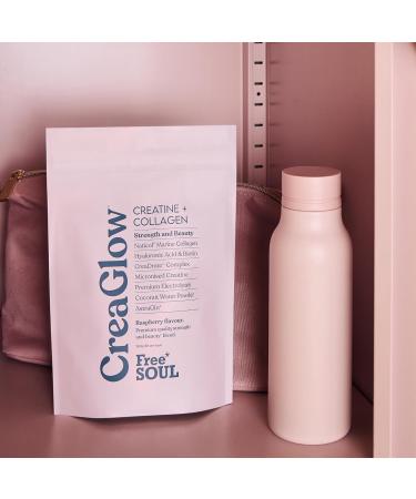 CreaGlow Naticol Marine Collagen + Creatine Monohydrate + Electrolytes Powder | Glow & Strength All in 1 with Magnesium Vitamin C Biotin & Hyaluronic Acid | Raspberry Flavoured | Free Soul - Buy Online on GoSupps.com