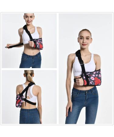 Fotgok Breathable Arm Sling with Waist Belt for Women - Shoulder Immobilizer with Strong Support - Red Rose Shoulder Injury Brace - Buy Online on GoSupps.com