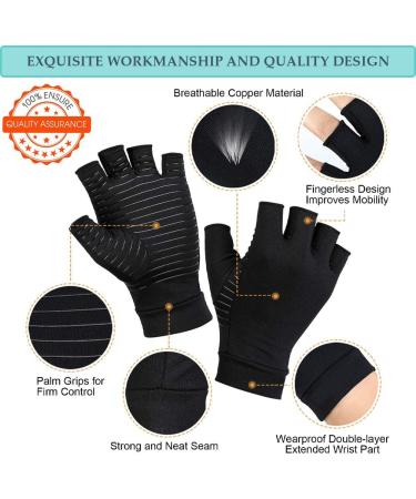 RNAIETY Copper Arthritis Compression Gloves for Women and Men - Fingerless Gloves for Arthritis, Raynaud's, Carpal Tunnel - Size L - Buy Online on GoSupps.com