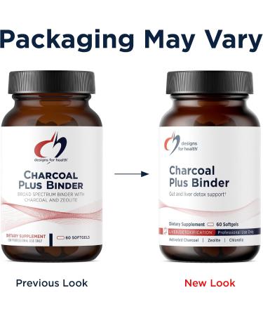 Designs for Health Charcoal Plus Binder - Zeolite Detox Process with Activated Charcoal Organic Chlorella - Toxin Binder for Full Body GI & Gut Detox Support (60 Softgels) - Buy Online on GoSupps.com