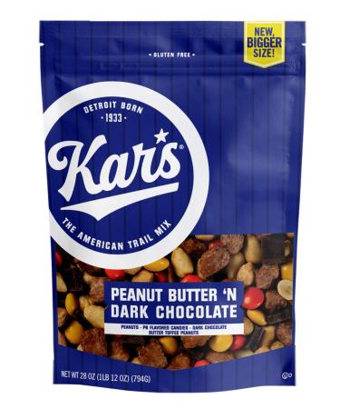 Kar's Nuts Peanut Butter ‘n Dark Chocolate Trail Mix Pouch, 28 Oz Peanut Butter 'N Dark Chocolate 28 Ounce (Pack of 1)
