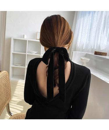 Hair Bows Hair Bobbles Bow Hair Ties Hair Accessories for Women Black Velvet Bow Hair Ribbon Elastics French Long Tail Hair Bow for Hair Ponytail Holders Hair Styling Accessories - Buy Online on GoSupps.com