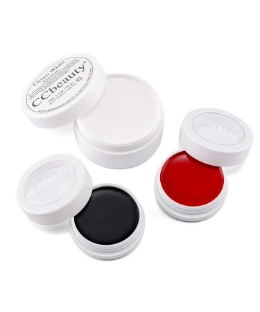 CCbeauty Clown Makeup Kit - Professional Face Paint & Brushes for Halloween SFX Cosplay | Clown White + Black + Red - Buy Online on GoSupps.com