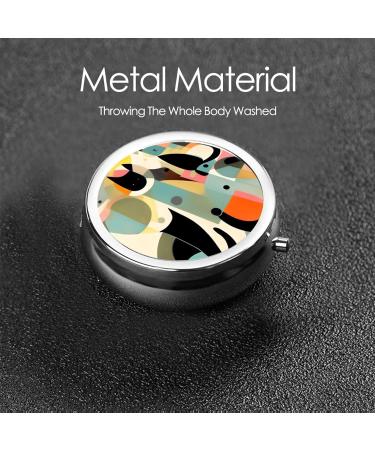 Mid-Century Modern Art Cat Round Pill Box | 3 Compartment Travel Organizer for Vitamins & Medications - Buy Online on GoSupps.com