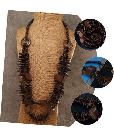 COOLHIYA Hawaiian Necklace Beaded Coir Necklace Necklaces A Necklace Vintage Decor Beaded Necklace Bride Wooden Beads Africa Coffee 110CM - Buy Online on GoSupps.com