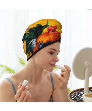 Super Absorbent Chicken Family Microfiber Hair Towel Wrap | Quick Dry Coral Velvet for Women with Long Curly & Thick Hair - Buy Online on GoSupps.com