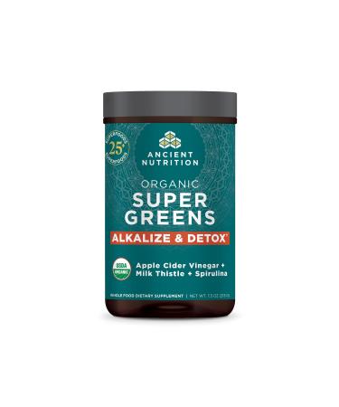 Ancient Nutrition Supergreens Alkalize & Detox Powder Organic Superfood Powder Made from Real Fruits Vegetables and Herbs for Digestive and Energy Support 25 Servings 7.5oz Alkalize & Detox 25 Servings (7.5 Ounce)