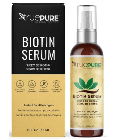 Biotin Hair Growth Serum Spray - For Men & Women With Fine  Thinning Hair - Fragrance Free & Sulfate Free DHT Blocking Hair & Beard Growth Formula  2oz by TruePure