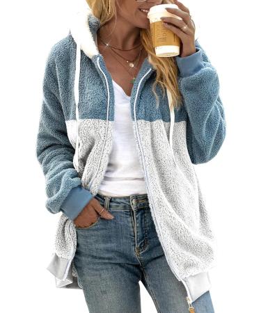 Hanxiulin Women's Fluffy Fleece Jacket - Plush Warm Casual Sweatcoat Windproof 4XL Blue - Buy Online on GoSupps.com
