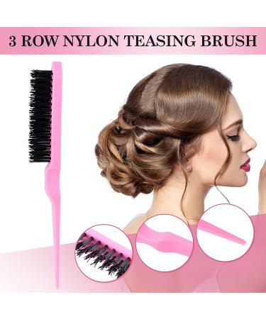 Sularpek 3-Piece Slick Brush Set for Women & Girls - Bristle, Teasing, Edge, & Rat Tail Comb - Pink - Buy Online on GoSupps.com