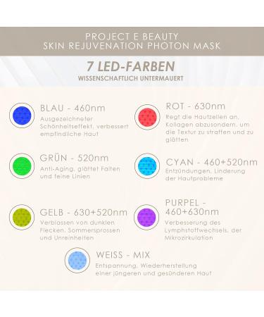 7-Color LED Face Mask for Light Therapy | Anti-Aging Skin Care | Boost Collagen & Brighten Skin | Project E Beauty - Buy Online on GoSupps.com
