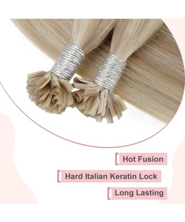 Easyouth Real Hair Extensions - 18 Inch Blond Keratin Bondings | Remy Hair - #18P613 Yellow Blond Mix 50g/50 Pieces - Buy Online on GoSupps.com