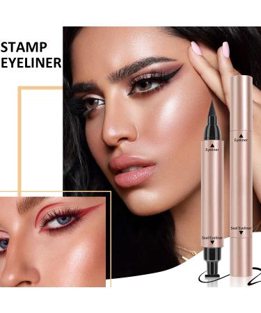 Pinkiou 2 in 1 Double-headed Eyeliner Stamps Set - Black Liquid Eye Liner Pen with Eye Makeup Stamp - Long Lasting & Waterproof - Smudgeproof Eyeliner Tattoo Tool for Women - Easy to Use (5Pcs) - Buy Online on GoSupps.com