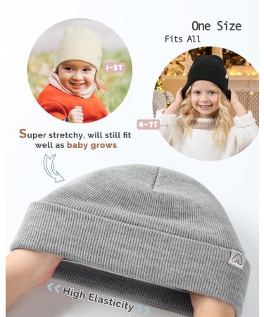Satin Lined Toddler Beanie - Kids Winter Hat - Cuffed Knit Beanie - Light Grey Heather - Buy Online on GoSupps.com