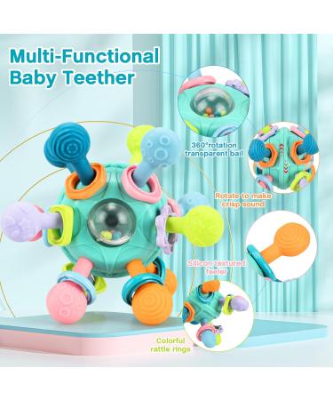 Site Ring Baby Toy | 0-3 Months Silicone Teething Rattle | Montessori Veilchen Root Gift | Fresh Green Sensory Balls - Buy Online on GoSupps.com