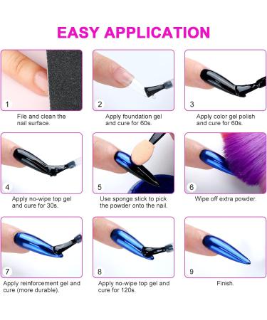 Saviland 36 Colors Chrome Nail Powder Set for Metallic Mirror Effect - Nail Art Glitter Manicure Decoration Kit for Salon and DIY - Buy Online on GoSupps.com