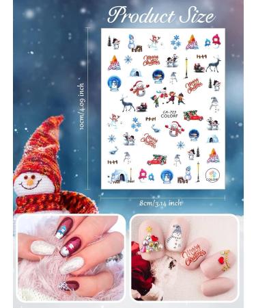 Kalolary 8 Sheets Christmas Nail Art Stickers Ultralight 3D Self-Adhesive Snowflake Santa Reindeer Socks Clause Nail Decals for Women Girls Kids Christmas Parties Nail Art Decoration - Buy Online on GoSupps.com
